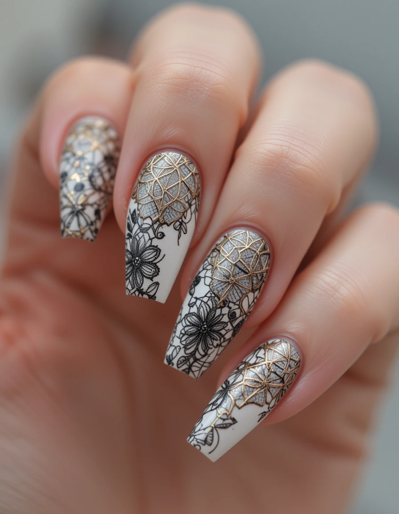 Lace Details nails 