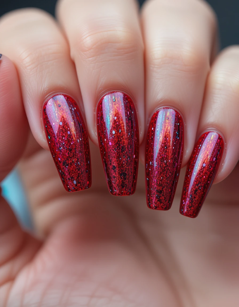 Red Holo nails