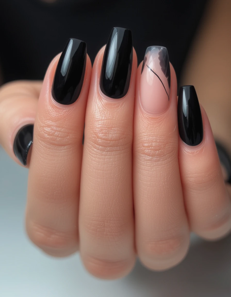 Negative Space Black nails