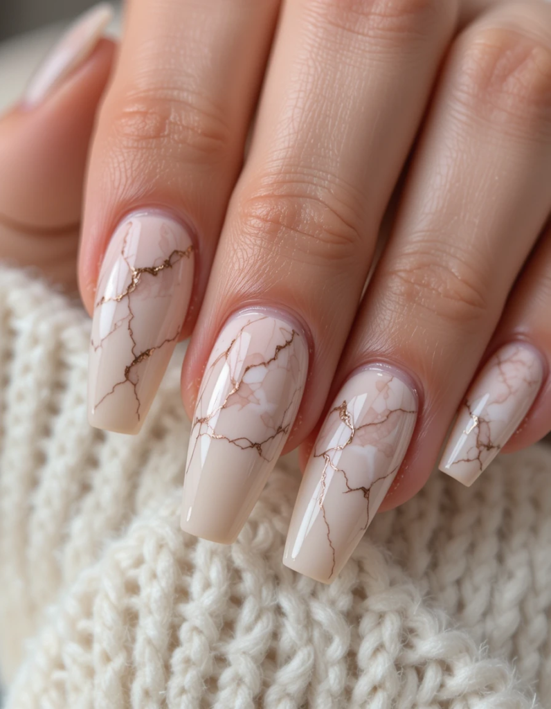 Marbled Neutrals nails idea