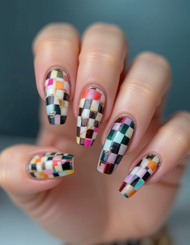 Checkerboard Magic nails